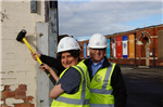 Heather Forbes, Head of Archives and Paul Lander, Site Manager start work on the building!